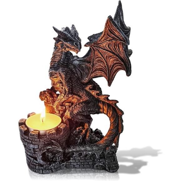 Gifts Dragon Statue with Tea Light Candle Holder - Draco The Dragon Statues - Picture 1 of 6